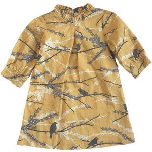 Mustard Birds On A Branch Dress